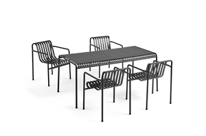 HAY Palissade Havemøbel sæt - Table 170 x 90 cm + 4 x Dinning Armchair - Antracit